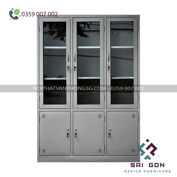 tủ sắt 3 cánh kính
